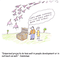 Dispersed projects do less well in people development or in outreach as well.
<br />-Cummings