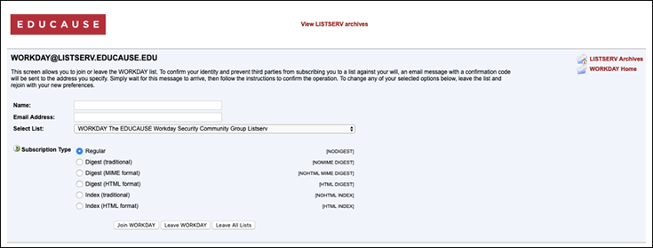 Sample CG subscription form