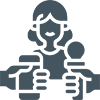 Person holding a microphone and a cellphone