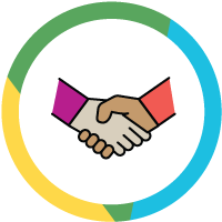 Illustration of two hands clasped in a handshake