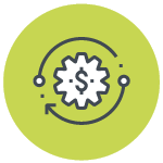 icon: cog with dollar sign in the middle 