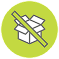Don't Box Me icon with Box with Line through it Symbol