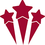 3 stars shooting upward