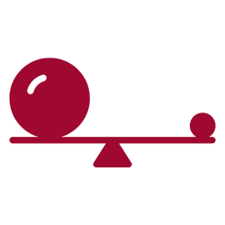 Seesaw with a large ball on one end and a small ball on the other