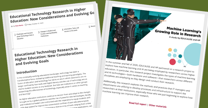 Two screens each showing a different research report