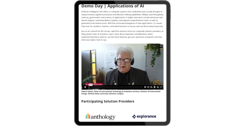 Screenshot of the web page for the Demo Day | Application of AI