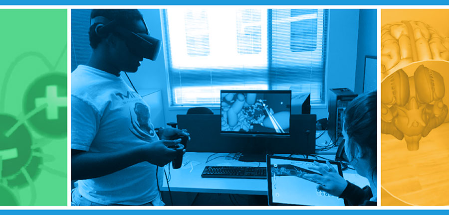 Student using XR equipment.