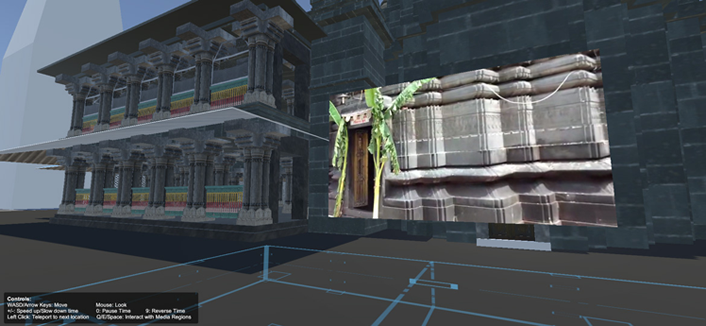 picture of a 3D model of the Vishnupada Temple, with a reconstruction layer