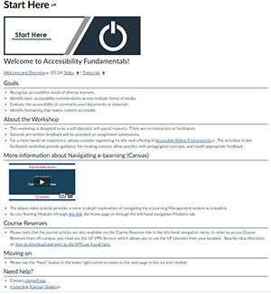 screenshot of the Welcome to Accessibility Fundamentals web page