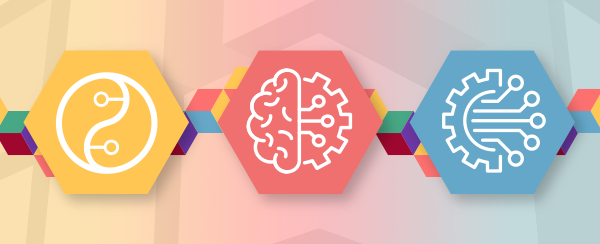 3 icons: yin yang; half brain and half cog; half cog with multiple lines  with endpoints coming out of it.
