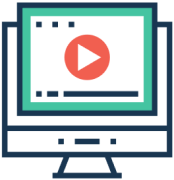 Icon for webinar with an illustration of a video player in a monitor