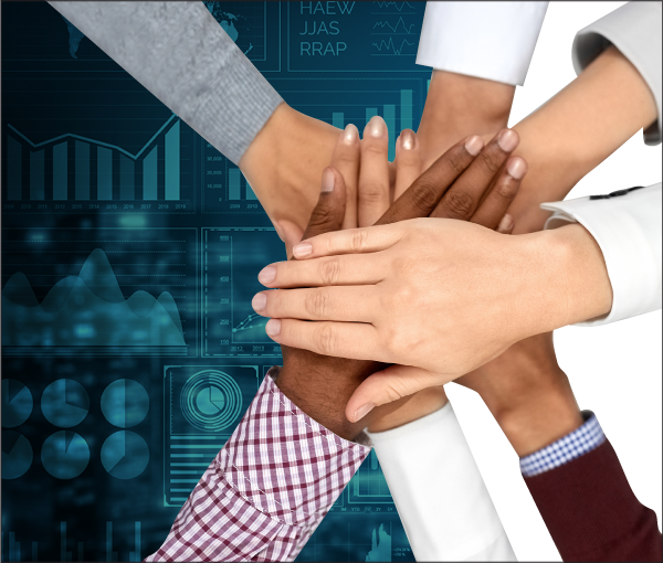 a stack of hands