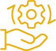 icon: hand holding a turning cog