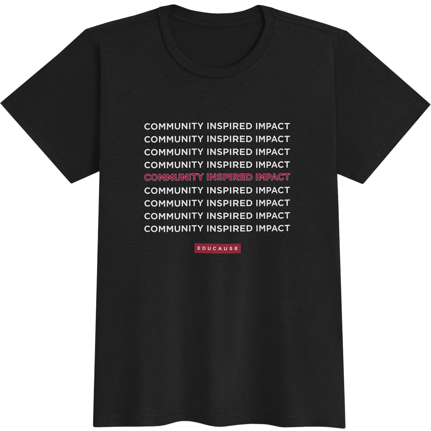 T-shirt that says Community Inspired Impact | EDUCAUSE