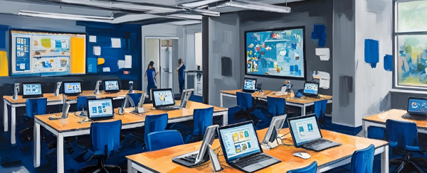Classroom with computers and other technology